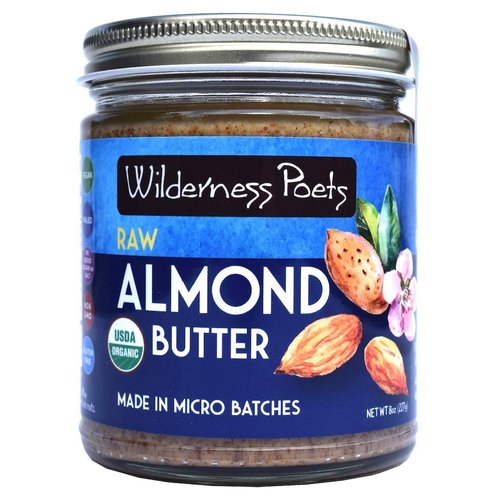 Wilderness Poets, Almond Butter - Organic Raw Nut Butter (8 Ounce) - Vegan, Gluten Free, Non GMO, No Salt, No Sugar