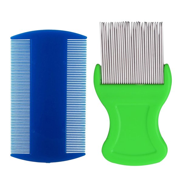 SKYPIA 2 Pack Head Hair Comb Double Sided Hair Comb Removal Dandruff Comb With Metal Teeth (Random)