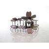 Generic Bronze rose gold silver tone metal hair claw clip with crystals and flowers (Primary color: Dark silver), 1 Count (Pack of 1)