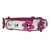 Real Leather Daisy Flowers Dog Collar (White/Pink, 7"-8" Neck; 1/2" Wide)