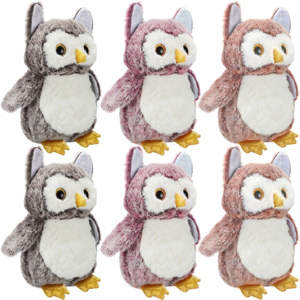 Jenaai 6 Pcs Owl Plush Stuffed Animals for Babies Soft Owl Plush Toy Pink Brown Gray Stuffed Owl Party Favors for Kids Toddlers Unisex Gifts Classroom Prizes Decor, 9.06 Inch