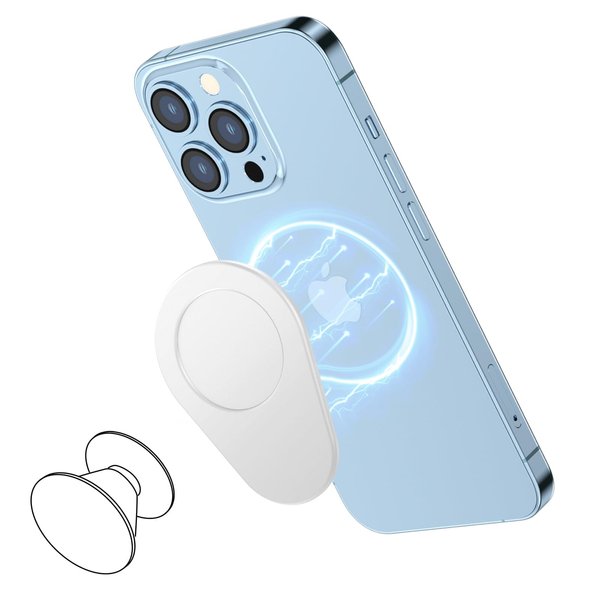 AUROX Compatible with MagSafe Base for iPhone 16 15 14 13 12 Series Magnetic Base Plate [Base Only] Works for Pop Socket Grip and Phone Ring Holder [Removable Wireless Charging] (Silver)