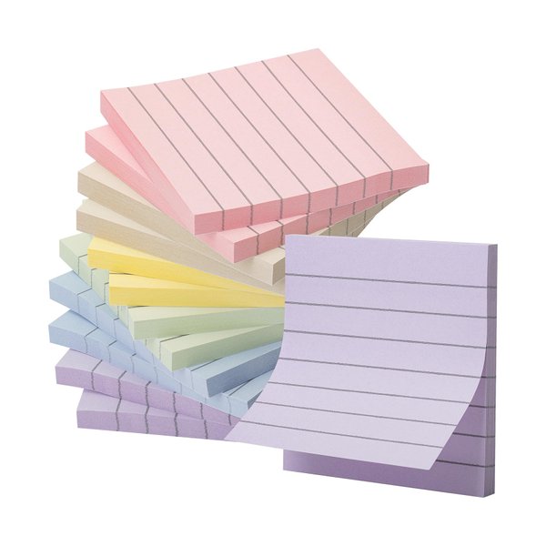 Mr. Pen- Lined Sticky Notes 3x3, 12 Pads, 720 Sheets in Total, Morandi Colors, Sticky Notes with Lines, Sticky Note Pads, Sticky Pads, Sticky Notes Lined, Colorful Sticky Notes, Mr Pen Sticky Notes