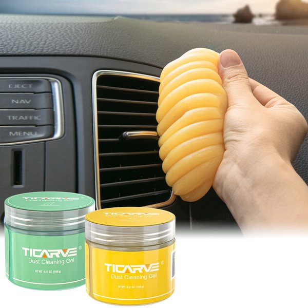 TICARVE 2Pack Cleaning Gel for Car Putty Car Slime Cleaning Car Putty Detail Car Interior Cleaner Automotive Cleaning Kits Keyboard Cleaner Yellow Green