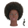 QACIEH Afro Kinky Curly 100% Real Human Hair Mannequin Head with Stand for Hairdresser Practice Cosmetology Manikin Doll Training Head Braiding Styling Coloring Bleaching Dyeing Cutting Updos Display