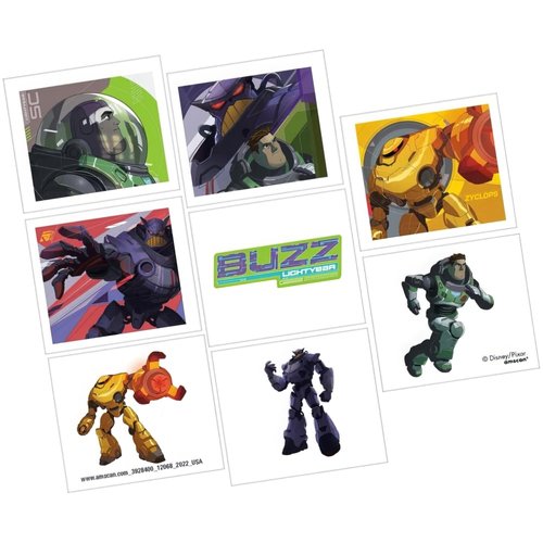 Lightyear Plastic Tattoos - 2" x 1.75" (Pack Of 8) - Assorted Multicolor Temporary Tattoos For Kids & Adults