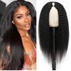 V Part Wig Human Hair Kinky Straight Human Hair Wigs for Black Women 150% Density Yaki V Part Wig Human Hair Upgrade U Part Glueless Full Head Clip In Half Wig V Shape Wigs Yaki Straight Human Hair Wig 20 inch