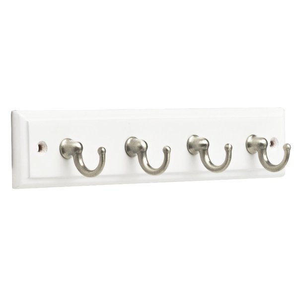 Franklin Brass Key Tidy (1-Pack) Pure White Key Holder 9" Wall Mount Key Rack 4 Key Hooks for Wall, Hallway, Entry Small Keychain Rail Organizer FBKEYT4-WSE-R