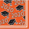 Creative Converting Class of 2020 Orange Grad Beverage Napkins, 5"