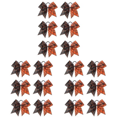 Healvian 18 pcs Halloween Hair Ties,Halloween Bow Hair Ropes,Spider Web Bow Hair Ropes,Ponytail Holders Headdress,Halloween Hair Bow Scrunchies,Halloween Bow Hair Accessories for Women Girls