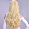 24 Inch Blond Wavy 3/4 Half Wig Long lightest Synthetic Hair Extensions Capless Wigs Hair Clips Extension For Women 210g（24“ #4）