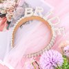 Casoty Pearl Bride Headband with Bridal Veil, Bachelorette Party Decorations, Bridal Headband and Veil for Bachelorette Party, Bridal Shower Headband Bachelorette Party Supplies