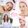Casoty 8 Pcs Pink Spa Headband, Bow Hair Band, Soft Coral Fleece Makeup Headband, Hair Band for Washing Face, Headbands for Women Makeup, Skincare Headbands for Face Washing Shower Yoga Skin Care