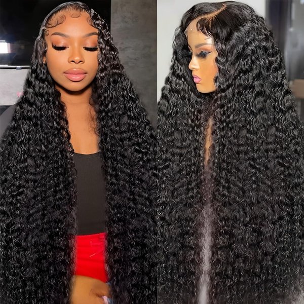 BVLBVL 28Inch Curly Human Hair Wig 200 Density 13x6 HD Lace Frontal Curly Wig Human Hair 12A Lace Front Wigs Human Hair Pre Plucked Wet and Wavy (28 Inch)