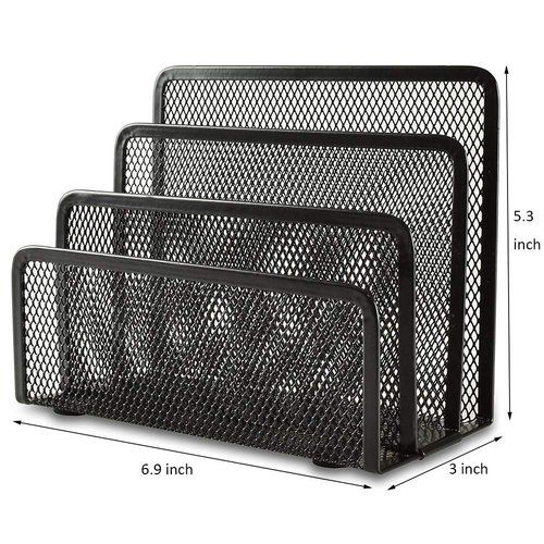 EASEPRES Desk Mail Organizer, Easepres Office Small Letter Sorter Desktop File Organizer Metal Mesh with 3 Vertical Upright Compartments, 1 Pack