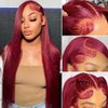 CHEETAHBEAUTY 99J Burgundy 13X6 Lace Front Wigs Human Hair 250% Density Straight Human Hair Wigs HD Transparent Lace Front Wigs for Black Women with Bleached Knots Natural Hairline (24inch)