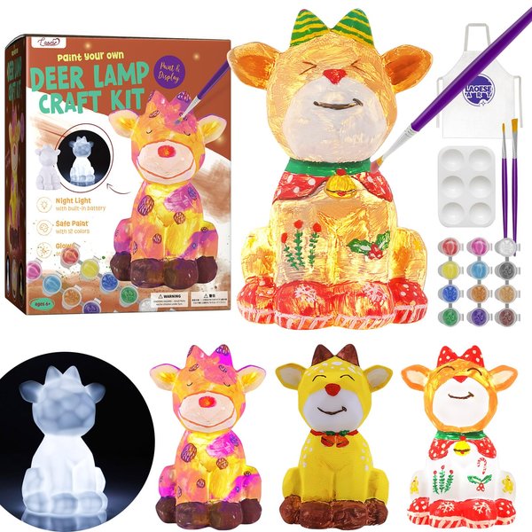 Paint Your Own Deer Lamp Kit, Art Supplies Arts & Crafts Kit, Painting kit for Kids 6-12, Arts and Crafts for Kids Ages 8-12, Toys Girls Boy Birthday Christmas Gift Ages 3 4 5 6 7 8 9 10 11 12+