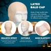 8 Pcs Halloween Bald Head Cap Party Costume Include 4 Makeup Latex Bald Caps and 4 Hair Wig Caps for Adults Kids Women Men (Multi Style)