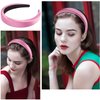 Atoden Pink Headband Padded Headband Satin Headbands Thick Headbands Plain Head Band Hair Bands Hair Accessories for Women Girls