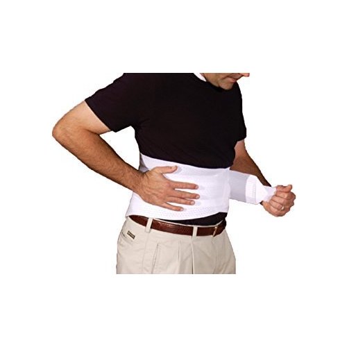 Alpha Medical 10" Vented Lumbosacral Support Elastic Back Brace for Lower Back (Medium, White)