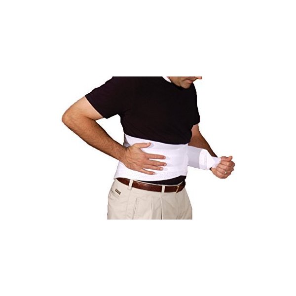 Alpha Medical 10" Vented Lumbosacral Support Elastic Back Brace for Lower Back (Medium, White)