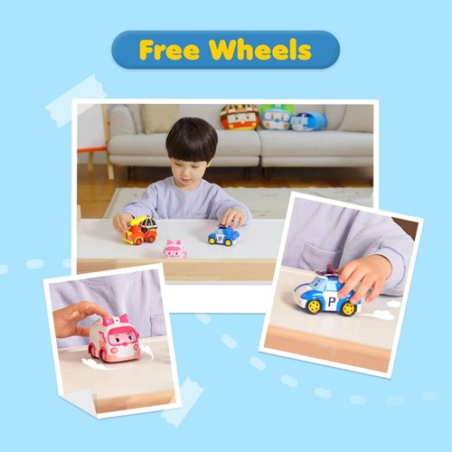 Robocar Poli 2 Pack Poli + Amber Transforming Robot Toys, 4" Transformable Action Figure Toy, Emergency Vehicle Playset, Holiday Birthday Rescue Car Toys Gift for Boys Girls Age 1 2 3 4 5