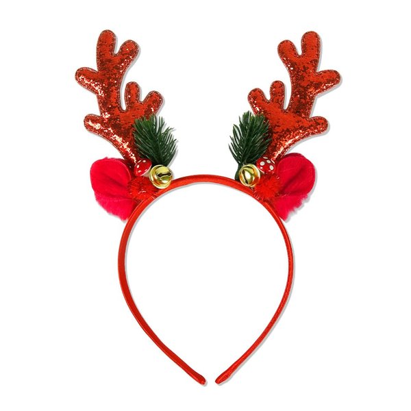 AIUPUOC Reindeer Antlers Headband Christmas Headbands for Women Elk Hair Accessories Reindeer Hair Band Glitter Design 1Pcs