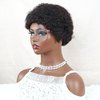 Somo Bella Afro Short Wig, Short Human Hair Wigs Kinky Curly Full Machine Made Daily Wig for Women and Men 4 inches Natural Black Color