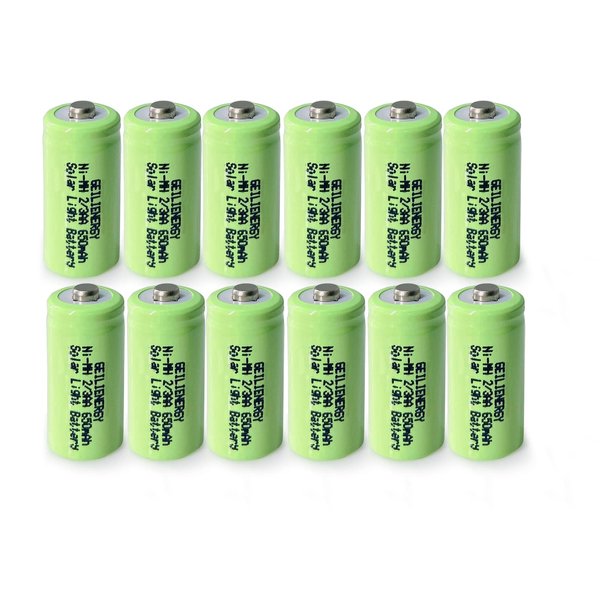 GEILIENERGY 12 PCS 2/3AA 1.2V 650mAh Ni-MH Rechargeable Batteries for High Power Static Applications Electric Mopeds, Meters, RC Devices, Electric Tools