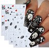 4Sheets 5d Embossed Halloween Nail Stickers Decals Skeleton Spider Web Nail Art Stickers Scary Skeleton Devil Nail Supplies Sliders Cute Ghost Nail Decorations elf-Adhesive Nail Sticker for Women Girl