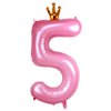 Kwuz 40 Inch Crown Pink Number 5 Balloon, Big Conjoined Baby Pink Foil Mylar Helium 5 Balloon for Girls 5th Birthday Party Decoration Pink Princess Theme Party Supplies Favors Anniversary Decor
