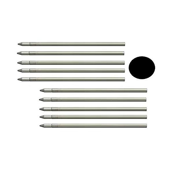 10 - Ballpoint Refills for Penagain & Zebra Telescopic Pens - Black Medium - D1