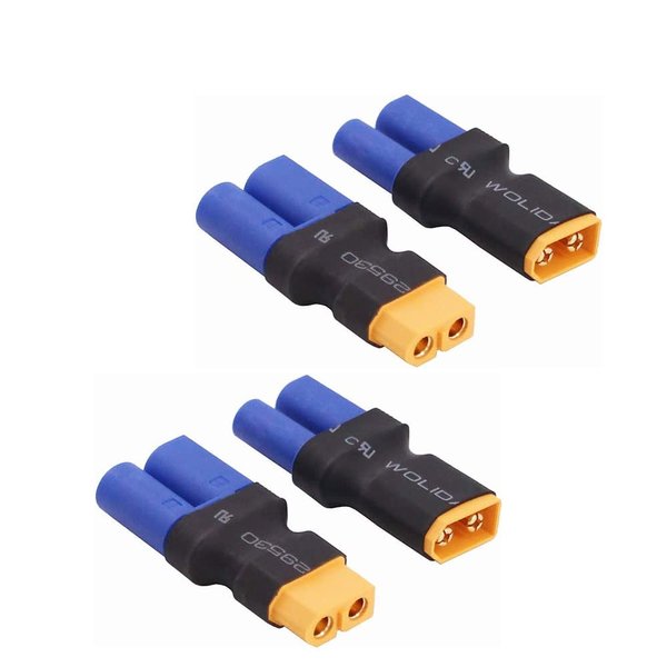 Wmzjnljy 4pcs XT60 to EC5 Male Female Adapter, 2pcs Female XT60 to Male EC5 and Male XT60 to Female EC5 No Wires RC LiPo Battery Connectors(W15-4)