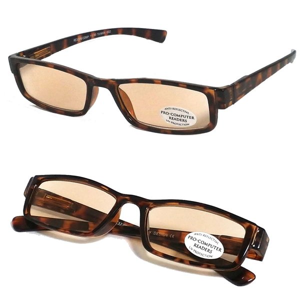 VeryHobby Pro Computer Anti Reflective Tinted Lens UV Protection Reading Glasses (+3.00, Tortoise Brown)