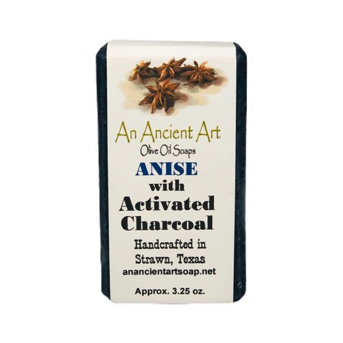 Ancient Art Soap 3.25oz All Natural Handcrafted Olive Oil Soap Bar (Anise with Activated Charcoal)