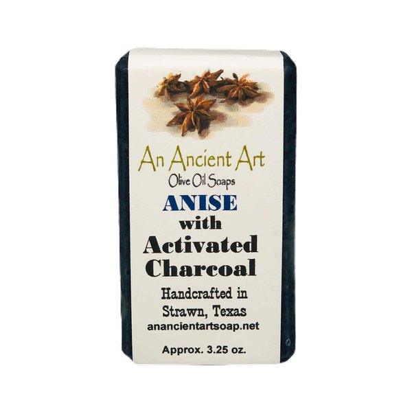 Ancient Art Soap 3.25oz All Natural Handcrafted Olive Oil Soap Bar (Anise with Activated Charcoal)