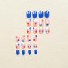 4th of July Extra Short Press on Nails Blue Square FakeNails with Red White Stars Designs Gloss Acrylic Nails Petite Stick on Nails Small Press on Nails Independence Day Manicure Decorations