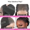 ISEE Wear and Go Glueless Wigs Human Hair Pre Plucked Deep Wave Bob Wig Human Hair Lace Front Wigs for Women Upgraded No Glue Pre Cut 4x4 Lace Closure Glueless Wigs for Black Women Human Hair 16 Inch