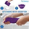 KEEPOZ Hair Towel Wrap Quick Dry 100% Cotton Super Absorbent Turban Head Wrap for Women with Button, Non Microfiber Anti Frizz Hair Products, Hair Cap for Curly, Long Hair (Purple Check, 2 Pcs)