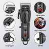 HIENA PRO Professional Hair Clippers for Men, Cordless&Corded Barber Clippers for Hair Cutting, Rechargeable Beard Trimmer, LED Display, Gifts for Men (Black)