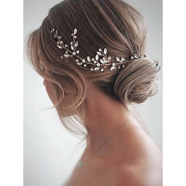 EARENT Bride Wedding Crystal Hair Vine Bridal Long Headband Wedding Hair Piece Rhinestone Hair Accessories for Women and Girls (Silver)