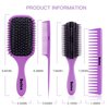 4Pcs Detangling Hair Brush Set for Women - Paddle Brush for Wet or Dry, No More Tangles for Straight, Long, Thick, Curly, and Natural Hair (Purple)