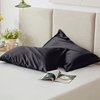 Love's cabin Silk Satin Pillowcase for Hair and Skin (Black, 20x30 inches) Slip Pillow Cases Queen Size Set of 2 - Satin Cooling Pillow Covers with Envelope Closure