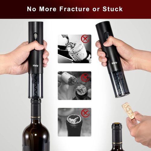 Christmas Gift Electric Wine Opener - Hisip Battery Wine Bottle Opener Contains Beer Opener Wine Gift Set Automatic Corkscrew Electric Potable for Home Bar, Father Day Gift