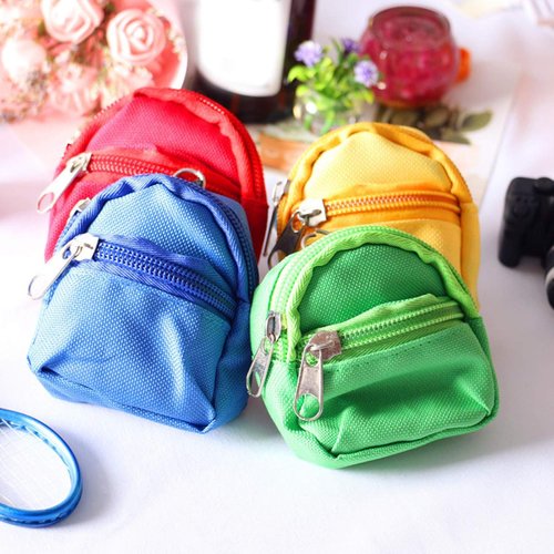 Mini Doll Zipper Backpack,Cute School Bag Model Dollhouse School Accessory for 1/6 Scale Dollhouse,Dolls Accessories Costume Ornament Photography Props,Keys Purse Dollhouse Accessories (Yellow)