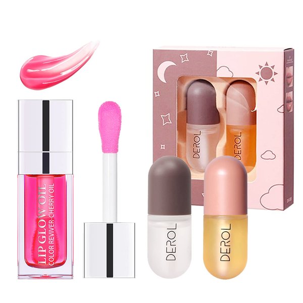 Arindar Plumping Lip Oil, Hydrating Lip Glow Oil Cherry, Plumper Lip Gloss Oil Set Clear, Lip Oil Tinted for Lip Care and Dry Lips, Long Lasting Nourishing Lip Glow Oil,Lip Plumper Gloss (007 Cherry)