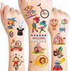 Circus Temporary Tattoos - Animal Clown Magical Circus Birthday Decorations Carnival Party Favors Supplies Gift Idea Holiday Festival For Boy Girls