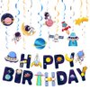 Outer Space Party Decorations Set, Space Birthday Party Supplies for Boys Kids Solar System Hanging Swirls, Astronaut Banner