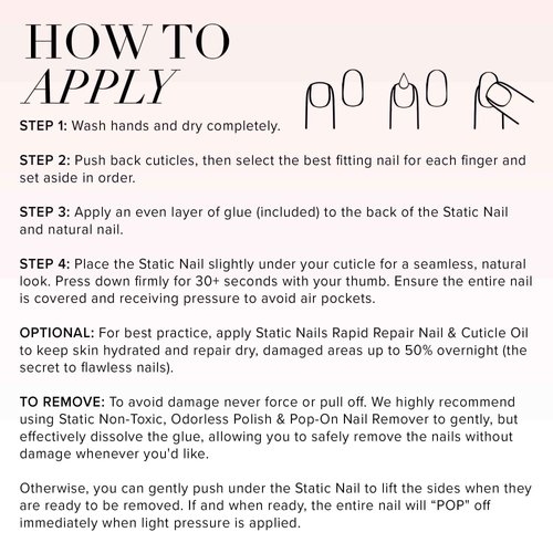 Static Nails Reusable Pop-On Manicure Set, Non-Damaging Glue-On Nails (Almond) - False Nails with Static Nail Glue, Nail Set, Fake Acrylic Press On Nails (Caviar, Almond)