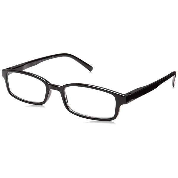 Foster Grant Men's Boston Square Reading Glasses, Black/Transparent, 59 mm + 2.75